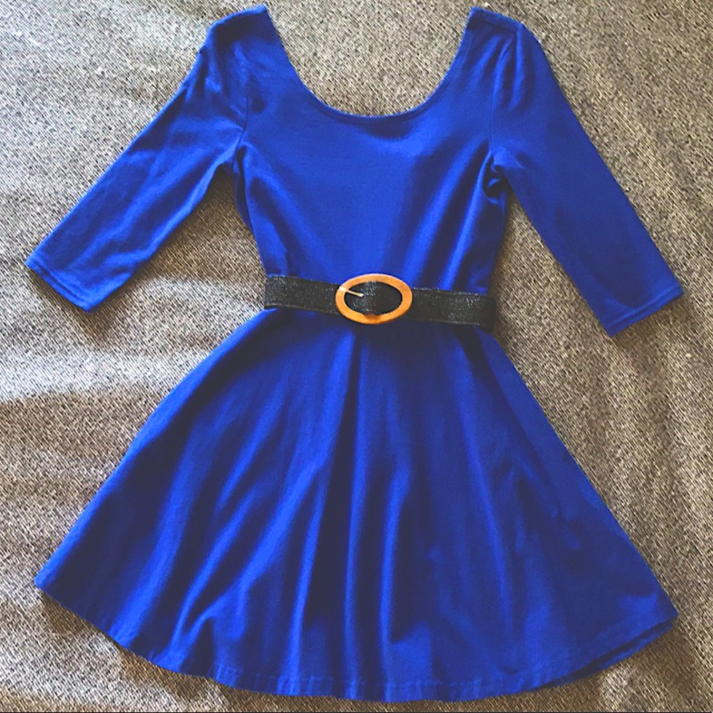 Royal blue fit & flare mini dress